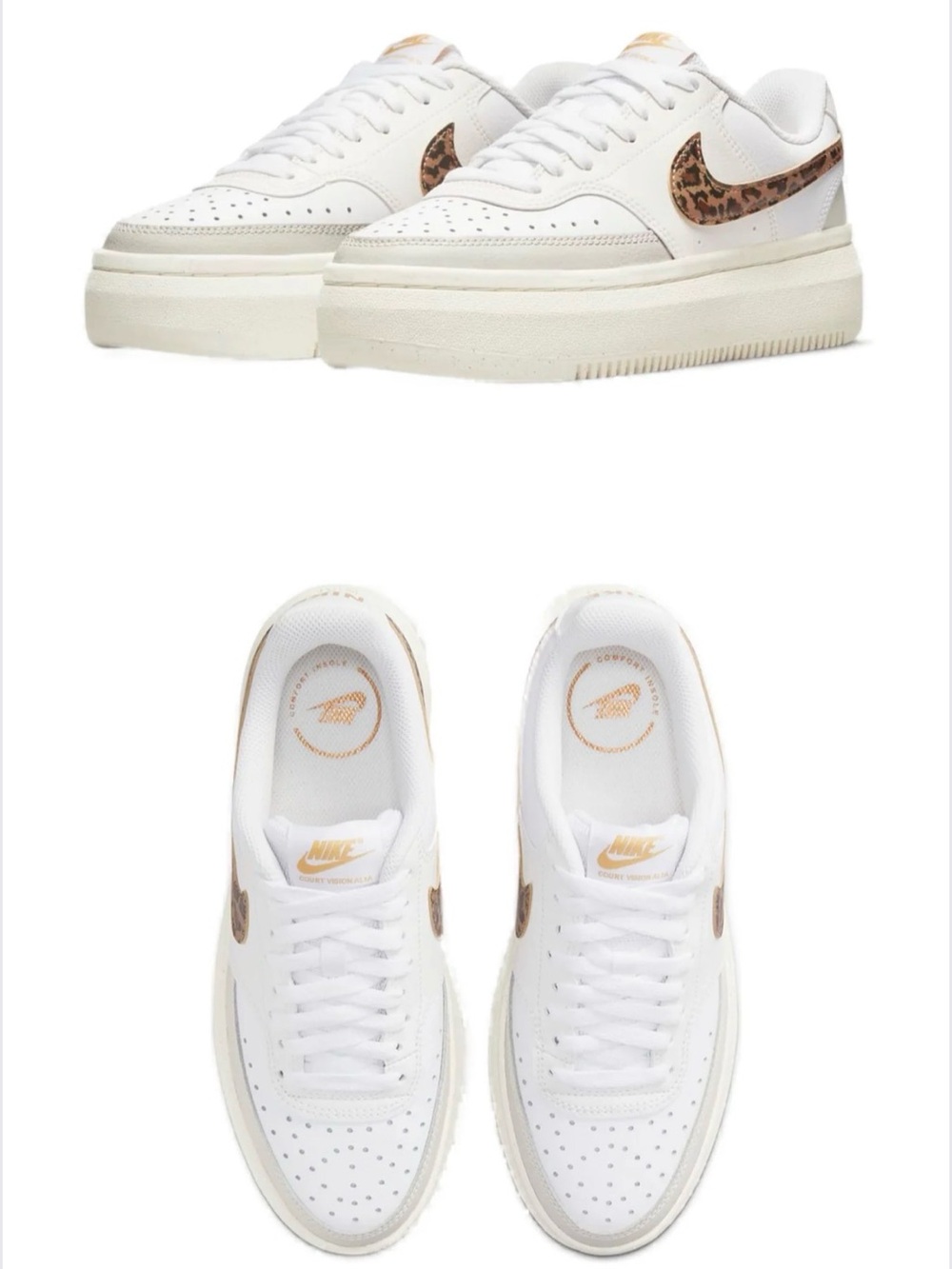Nike - Court Vision, Alta white/gray/camo, animal print, 10